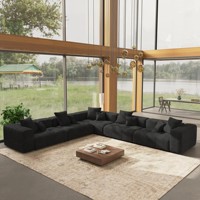 VOXHOME Ensemble de canapés modulaires sectionnels noirs, compressés sous vide, pour salon, appartement, villa nordique, 3, 4, 5, 6, 7, 8 places