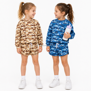 Conjunto Deportivo de Camuflaje para Niñas 2026, Sudadera de Manga Larga y Pantalones Cortos, Traje de Dos Piezas, Marca Privada, MOQ Bajo - Product Image 5