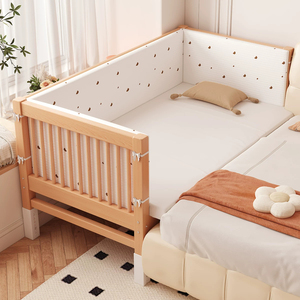 Cuna individual <span class=keywords><strong>de</strong></span> madera maciza para niños, plegable y ensamblable, con <span class=keywords><strong>respaldo</strong></span> suave y borde extensible, diseño <span class=keywords><strong>sencillo</strong></span> y personalizable. - Product Image 5