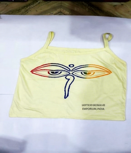 Camisetas de Punto para Mujer, Talla Única, Transpirables, 100% Algodón, Estampadas con Dioses Hindúes, Estilo Indie Folk, Camisetas sin Mangas Cortas - Product Image 1