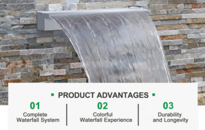 Moderna cortina d'acqua in acciaio inox Mini rettangolare <span class=keywords><strong>giardino</strong></span> esterno cascata decorativa di uscita per laghetti montaggio a parete - Product Image 5