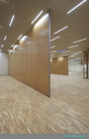 Cloison pliante insonorisée en bois avec cadre métallique, design moderne et minimaliste, idéale pour les salles de banquet