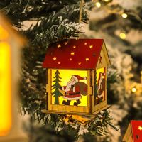 Décoration de Noël en gros : Cabane lumineuse, pendentif en bois pour arbre, cadeaux du Nouvel An pour les fêtes de Noël