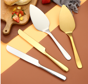 DFK1109 Outil à gâteau, découpeur à logo personnalisé, spatule, couteau et spatule à gâteau de mariage en acier inoxydable doré pour fête d'anniversaire - Product Image 3