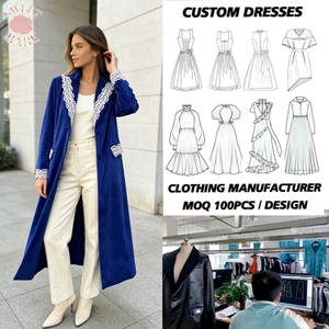 Abrigo largo elegante con solapa y ribete de encaje, de un solo botón, corte holgado, estilo urbano, para mujer, para uso diario, oficina o salidas. - Product Image 1