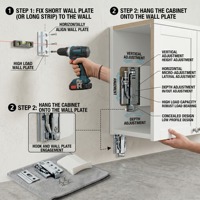 Support de suspension pour armoire en acier galvanisé robuste, capacité de charge 130 kg, support de suspension de cuisine dissimulé, réglage 3D, nickelé