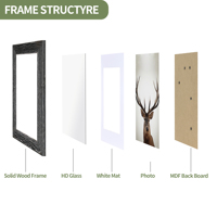 Cadre photo en forme brossée en bois massif chaud blanc/noir/gris/marron 5*7 "avec clous non marquants pour cadres suspendus