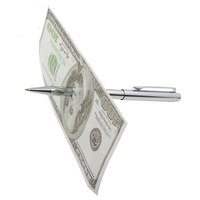 Stylo de pénétration à travers une bille de billets de dollar - Tour de magie, stylo de marque Black Magician, jouet de pénétration à travers une bille de billets de dollar, tour de magie avec stylo