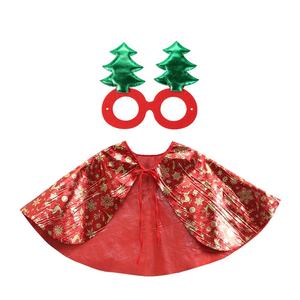Nuevo Chal Navideño para Niña 2026, Impermeable Estampado Rojo y Verde, Capa para Actuaciones y Fiestas Infantiles - Product Image 2