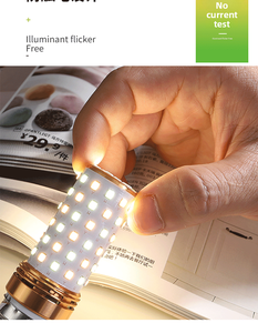 Bombilla LED superbrillante, lámpara de ahorro de energía tipo maíz, E27 E14, 12W, para el hogar, sala de estar, dormitorio, luz blanca cálida regulable. - Product Image 6