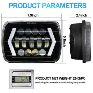 Faros LED Rectangulares de 7 Pulgadas con Forma de Flecha Amarilla, Luz Alta y Baja, y Luces de Circulación Diurna Blancas, Entrega de Fábrica - Product Image 6