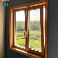 Fenêtres en bois CHAMBROAD avec revêtement en aluminium, ouverture vers l'extérieur, triple vitrage isolant, résistantes aux vents pour les maisons côtières