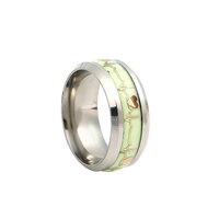 Bague homme en acier inoxydable couleur argent coeur battement lueur dans le noir