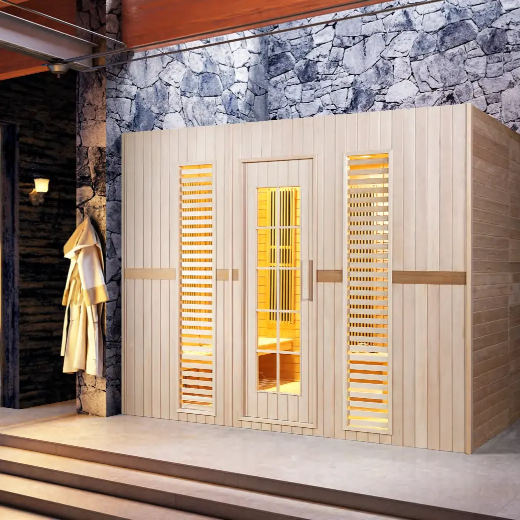 Pièce de sauna sec en bois d'intérieur fait sur commande traditionnel de vapeur à vendre