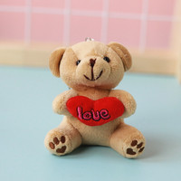 Adorable Ours en Peluche Assis avec Cœur, Poupée Créative Tenant un Cœur, Porte-clés Ours Ballon, Pendentif de Sac, Logo Personnalisé
