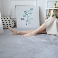 Ensemble de tapis moderne en fourrure de lapin synthétique douce et moelleuse peluche de couleur unie en polyester à poils longs pour un usage domestique