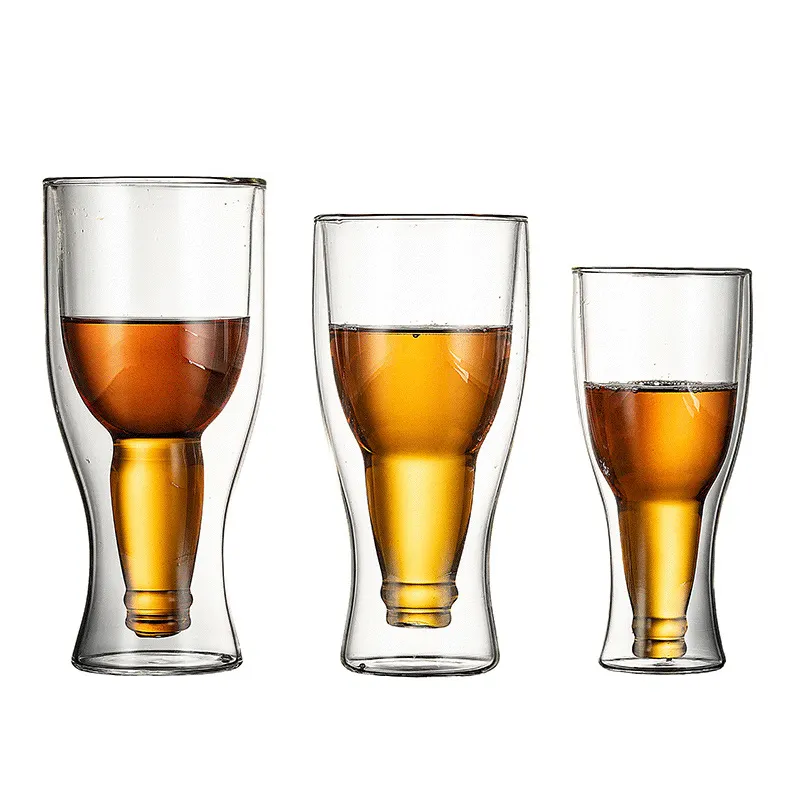 شعار مخصص شفاف مشروع زجاج البيرة من طبقات مزدوجة Steins