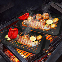 Plateau de barbecue en émail pour le camping en plein air, en acier au carbone personnalisé, antiadhésif, avec trou, vente en gros
