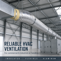 Conduit d'air flexible isolé industriel mural en aluminium pour CVC, isolation en fibre de verre, tuyau de ventilation pour hôpital