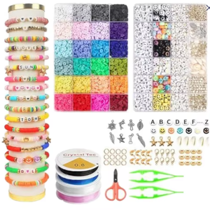 Lot de perles plates en argile polymère colorées, idéales pour la fabrication de colliers et bracelets DIY, en boîte – Vente en gros - Product Image 5