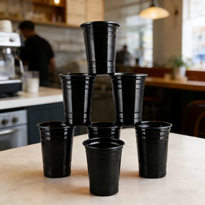 Verre à bière empilable Black Adventure 16oz en acier inoxydable à paroi simple, tasse robuste en métal, gobelet à cocktail pour fêtes - Product Image 1