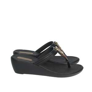 Grendha Sandalias de cuña negras para mujer, cómodas para el verano - Product Image 4