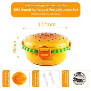 Lonchera de Doble Capa con Diseño de Hamburguesa, Apta para Microondas, para Niños y Estudiantes - Product Image 5