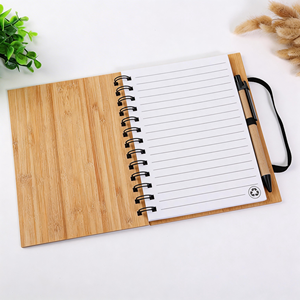 <span class=keywords><strong>Quaderno</strong></span> a <span class=keywords><strong>Spirale</strong></span> in Bambù con Logo Personalizzato, Formato A5, 70 Fogli per Cancelleria Studenti - Product Image 2