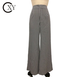 Pantalones de pierna ancha de rayas negras para mujer al por mayor - Product Image 5