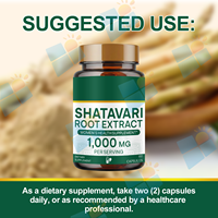 Capsules d'extrait de racine de Shatavari Halal en gros, marque privée OEM/ODM, 1000 mg, complément pour le soutien de la santé et l'équilibre féminin