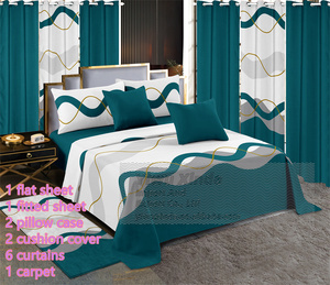 Luxuriöses Bettwäsche-Set aus Baumwolle, 13-teilig, King-Size, Spannbettlaken, Bettwäsche-Set mit Vorhang, Teppich, Rot-Rosa Bettwäsche - Product Image 2