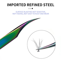 Applicateur de cils de botte de volume de 90 degrés en titane coloré pince à épiler en acier inoxydable pointe pointue pour appliquer de faux cils