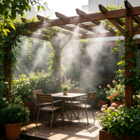 Système de brumisation extérieur haute pression en acier inoxydable – Kit de refroidissement par brume d'eau pour patio, jardin, aménagement paysager, restaurant, café, anti-poussière
