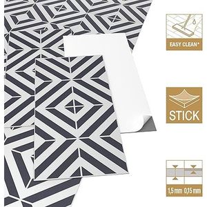 Piastrelle Autoadesive in PVC Artens, Motivo Geometrico Bianco e Nero, 2,25 m, 12 Piastrelle - Product Image 3