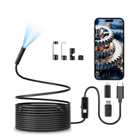 Cámara de inspección de doble lente con sonda de 8 mm y 8 LED para pared, automóvil, motor, mecánica e industrial