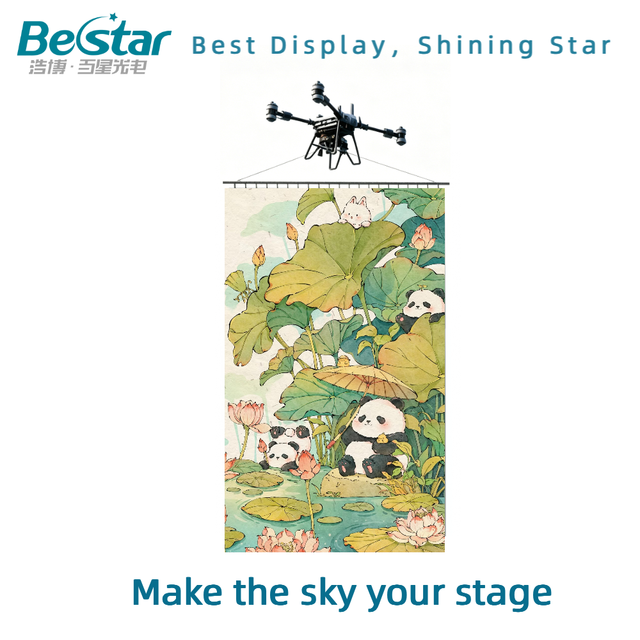 Bestar Flying LED Display Drone Holographic Mesh Transparent Screen 4K Sunlight Readable Aerial Light Show for Outdoor Festivals