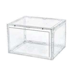 กล่องใส่รองเท้าพลาสติกแข็งสีดำใส6แพ็คดีไซน์ทันสมัยที่เก็บรองเท้าผ้าใบแบบพับเก็บได้สำหรับห้องนั่งเล่น - Product Image 2