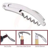Kit d'accessoires professionnel en acier inoxydable pour tire-bouchon à vin, outils de bar en métal, ouvre-bouteille 5 pièces, coffret cadeau noir en forme de bouteille de vin