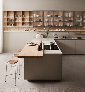 Mueble de Cocina Moderno con Puertas de Vidrio y Paneles de MDF en Estilo Madera Sólida para una Fácil Limpieza y Uso Duradero - Product Image 3