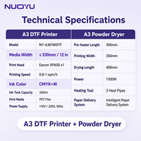 Mesin Cetak Kaos A3 DTF Transfer Printer 30cm XP600 CMYK Tinta Putih Dengan Penggoyang Bubuk Pengering untuk Pakaian Kustom