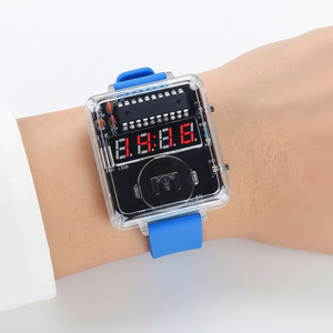 Reloj Electrónico DIY con Tubo Digital Transparente, Pantalla LED, Caja de Plástico, Correa Azul, Estilo Unisex FUNKY, Banda de 22 cm - Product Image 1