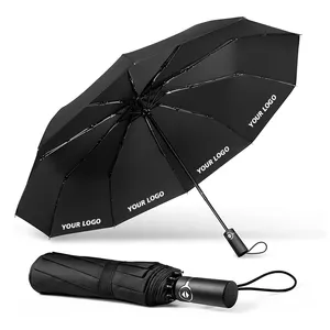 High Quality Customized Brand Auto Open And Close 3 Folding Automatic Umbrellas Foldable Auto Umbrella 3 Fold