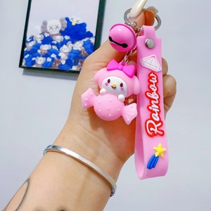 Porte-clés en gel de silicone motif dessin animé pour hommes et femmes, pendentif de sac à dos raffiné, cadeau pour machine à griffes, petit cadeau de marché nocturne, vente en gros, avec cordon large - Product Image 3