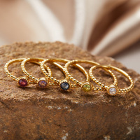 Bague en Argent S925 en Gros, Pierres Précieuses Naturelles, Personnalisable, Saint-Valentin, Empilable, pour Femme, Pierre de Naissance des 12 Mois