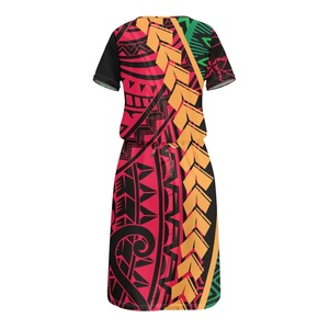 Nouvelle Arrivée Tribal Imprimé Robe D'été Pour Femmes Poches Manches Courtes Longueur Au Genou Casual Sweet Vacations - Product Image 2