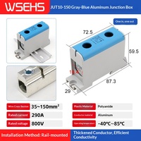 Boîtier de jonction en aluminium pour rail UTJ5, 1 entrée 1 sortie, courant élevé 145A, 50mm, 90 bornes