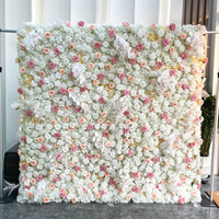 Dinding Bunga Buatan 3D 8ft Panel Mawar Sutra Pink untuk Dekorasi Pesta Pernikahan Wisuda Natal Paskah Photo Booth