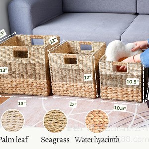 Woven Storage <b>Baskets</b> <b>Square</b> Color Blocking Stackable Clothing Organizer Laundry <b>Basket</b> - Product Image 4