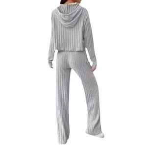 Conjuntos de garantía de calidad para mujer, conjunto informal de Otoño Invierno para mujer, suéteres y sudaderas con capucha de Color sólido con cordón suelto - Product Image 2