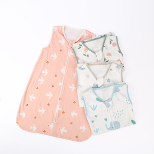 Sacco per dormire per bambini coperta da indossare sacchi a pelo per bambini all'ingrosso 0.5 Tog 100% cotone stampato senza maniche con cerniera per neonati - Product Image 6